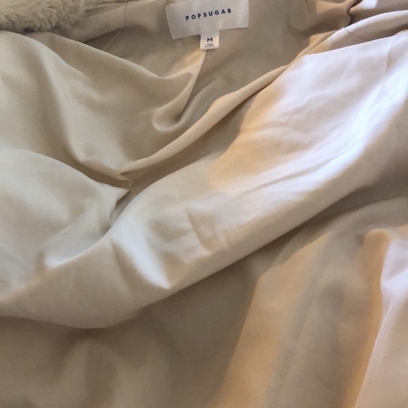 POPSUGAR Fluffy Cream Faux Fur Teddy Bear Coat Furry Fluffy Flirty Size Medium - Picture 12 of 14